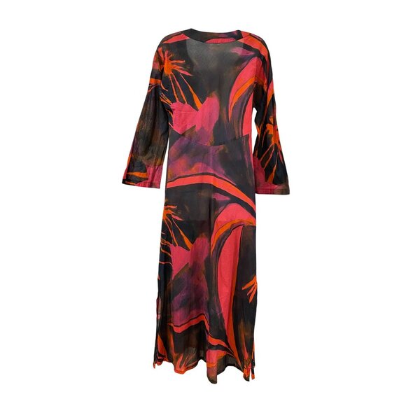 Louisa Ballou Tropical Print Maxi Dress 100% Cotton Size Medium Retail $1215 - Picture 10 of 14